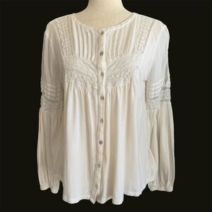 Lucky Brand Boho Gauzy Top S Fairy Festival Cottagecore Angel Dainty Romantic